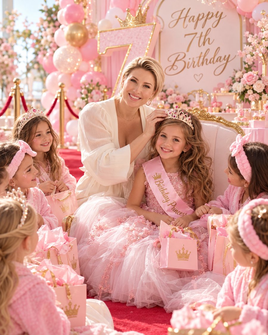 Crowning the Birthday Princess at a Happy 7th Birthday spa party