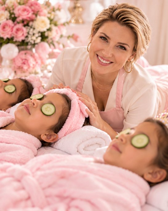 Girls relaxing with cucumber eye masks